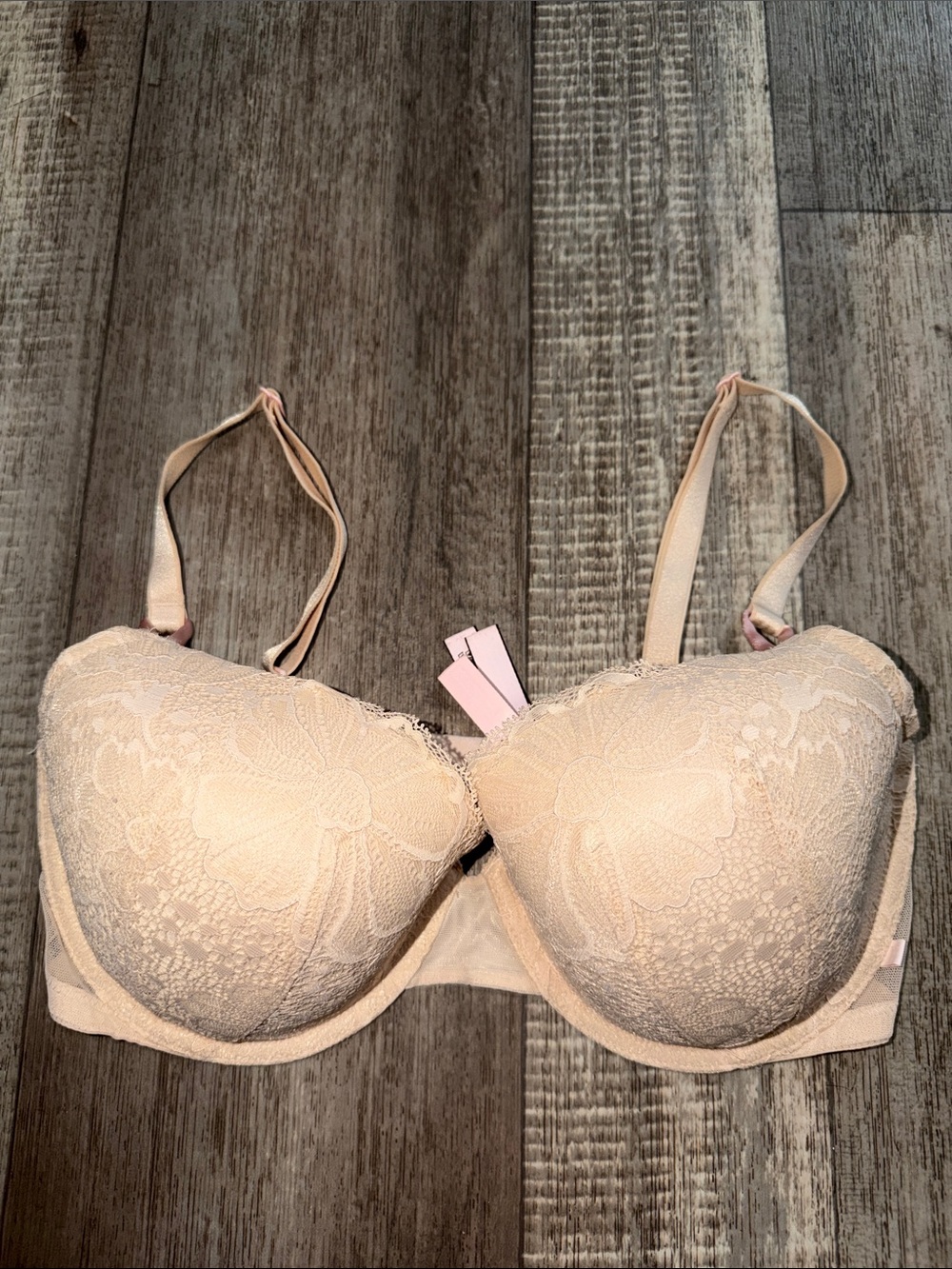 VICTORIA’S SECRET lined Demi Lace Push-Up Bra in Nude -size 36DD